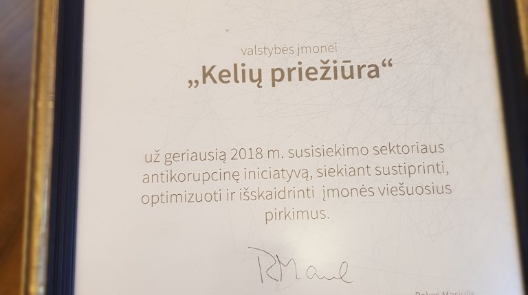 Apdovanojimas „Už geriausią 2018 m. antikorupcinę iniciatyvą